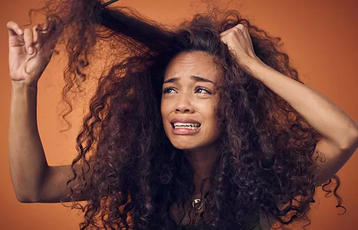 Woman with tangled hair