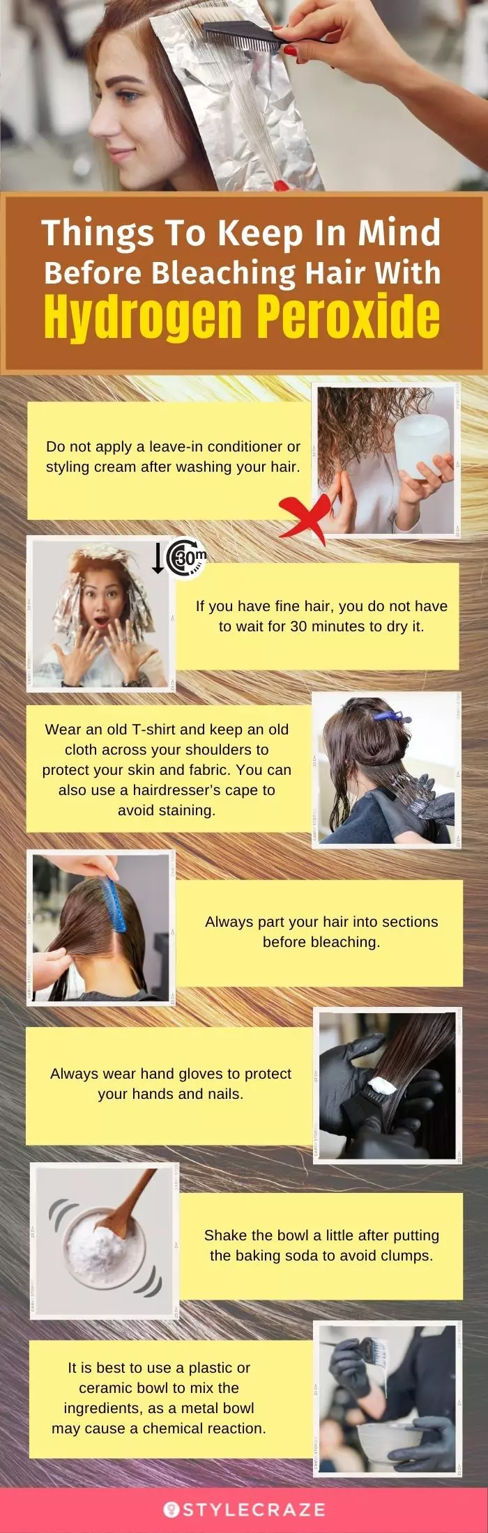 things to keep in mind before bleaching hair with hydrogen peroxide (infographic)
