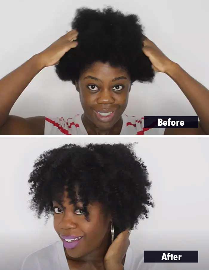 Perfect twist out on 4C natural hair before and after picture 1