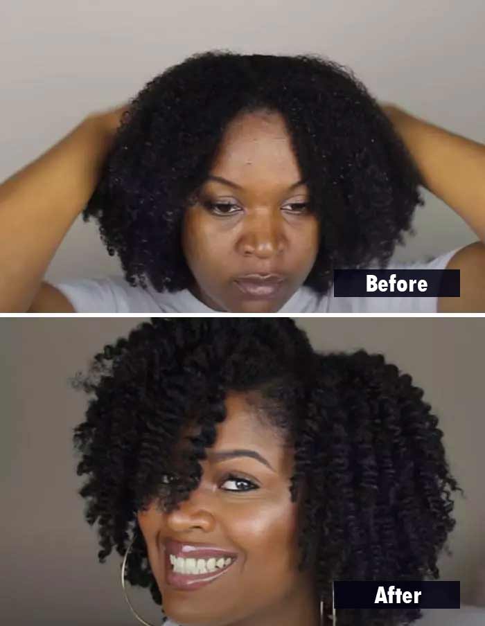 Perfect twist out on 4C natural hair before and after picture 2
