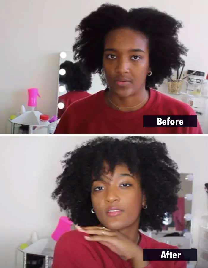 Perfect twist out on 4C natural hair before and after picture 3
