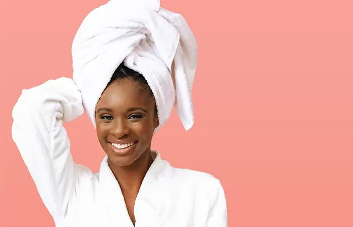 A woman washing her coarse hair