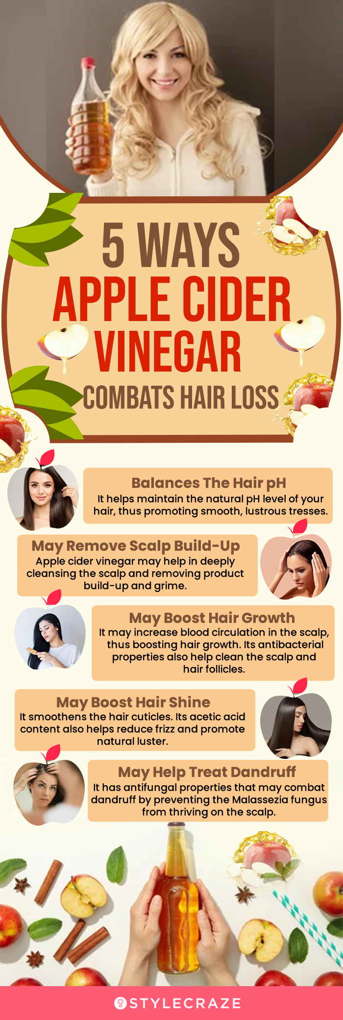 5 ways apple cider vinegar combats hair loss (infographic)