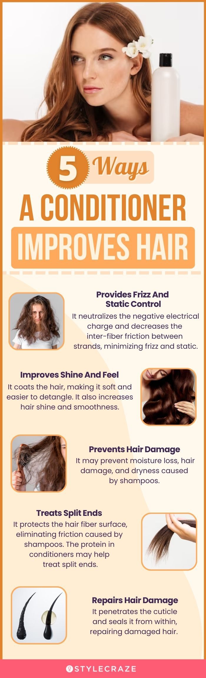 5 ways a conditioner improves hair (infographic)