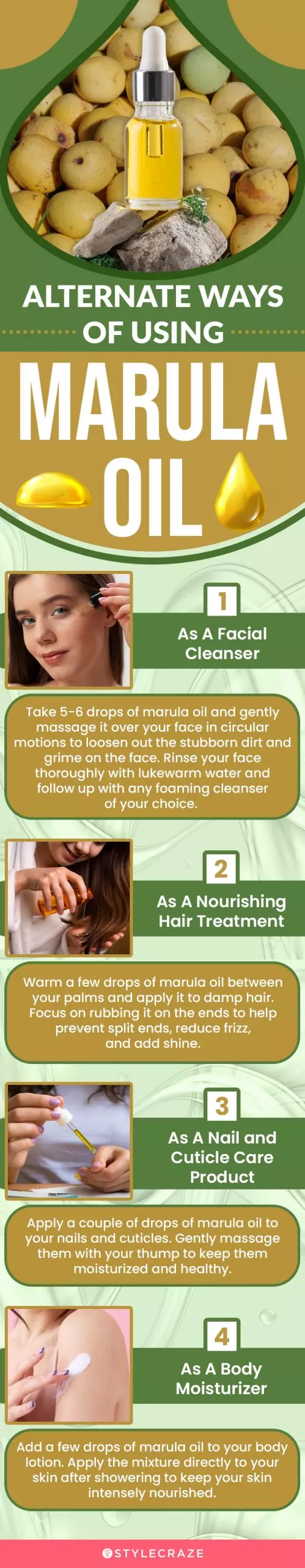 Alternate Ways Of Using Marula Oil (infographic)