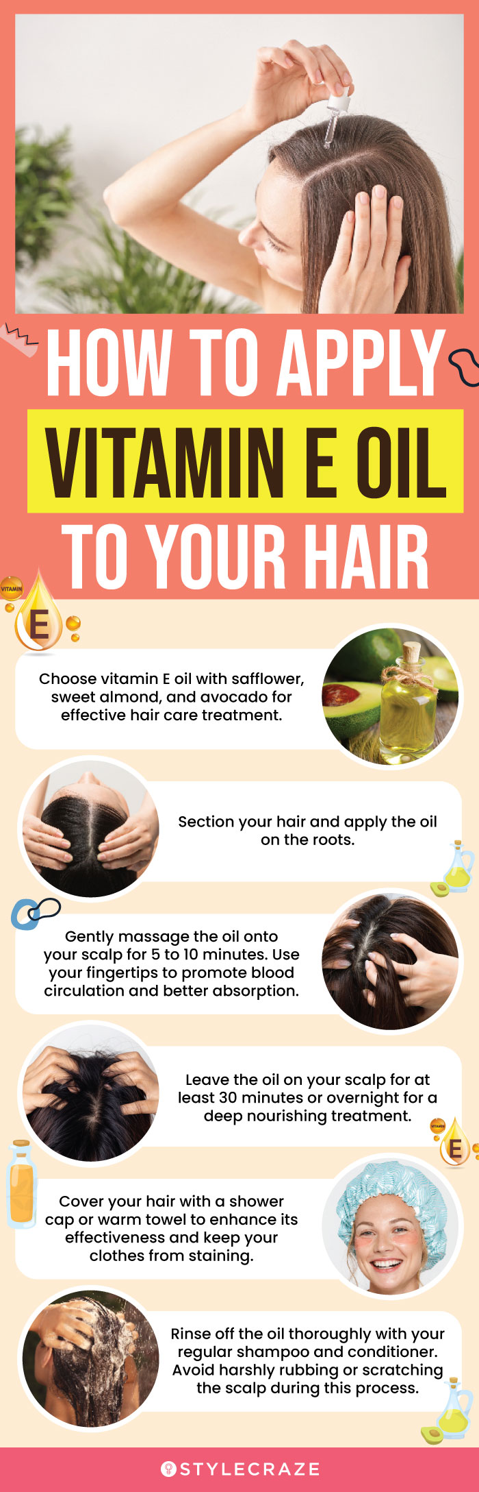 How To Apply Vitamin E Oil To Your Hair (infographic)