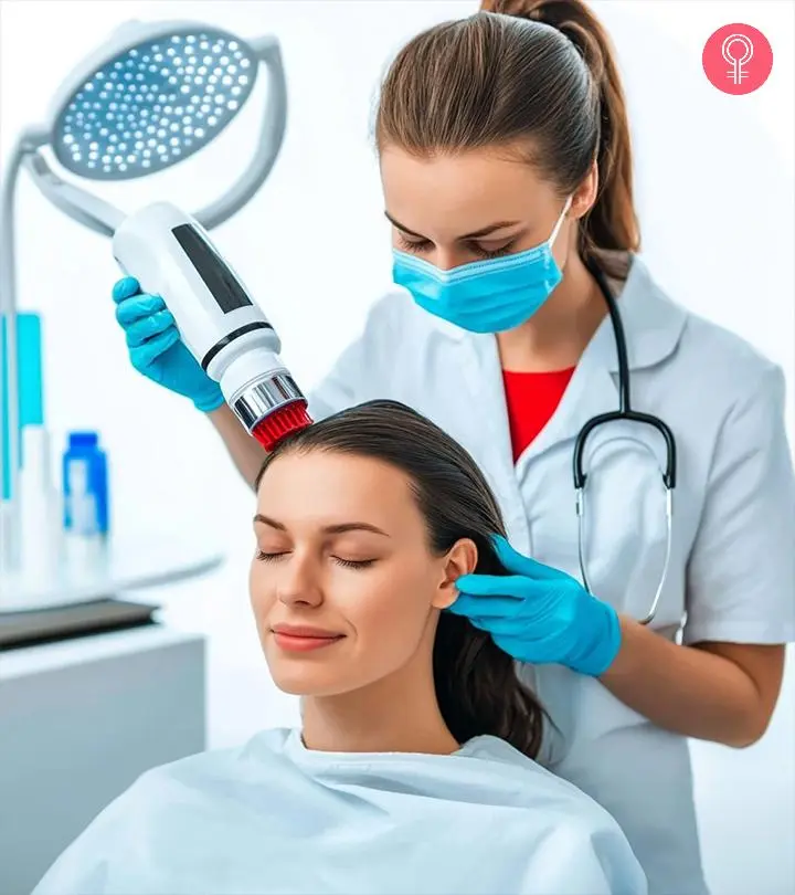 Doctor Giving High-frequency Hair Treatment To The Women