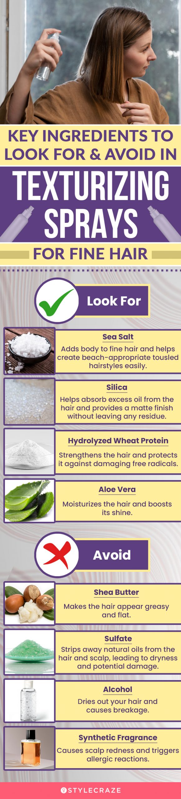 Key Ingredients To Look For & Avoid In Texturizing Sprays For Fine Hair (infographic)