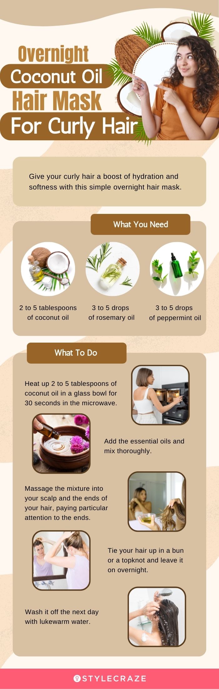 overnight coconut oil hair mask for curly hair (infographic)