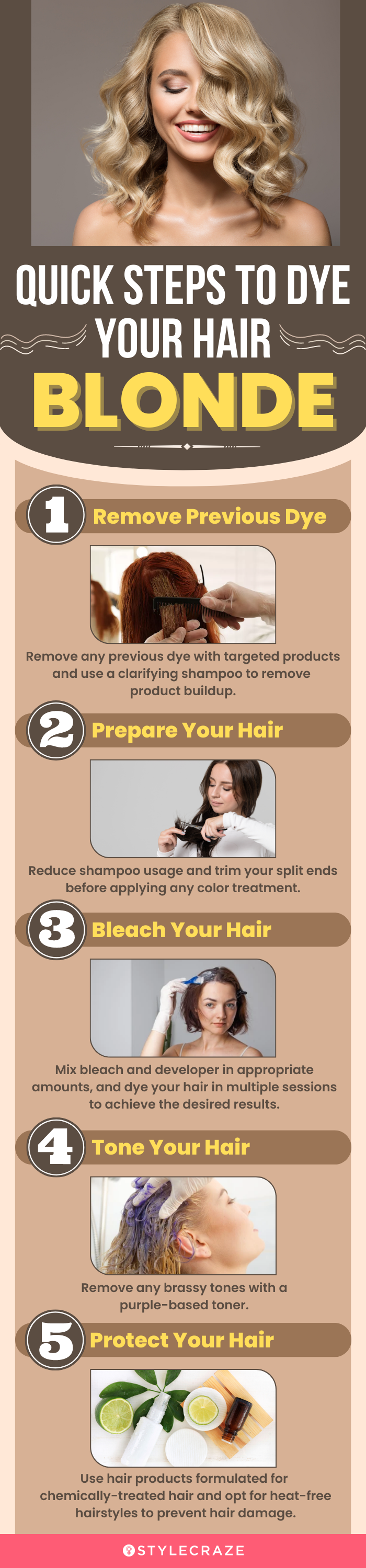 quick steps to dye your hair blonde (infographic)