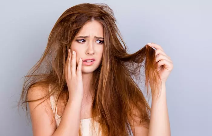 Woman with damaged hair