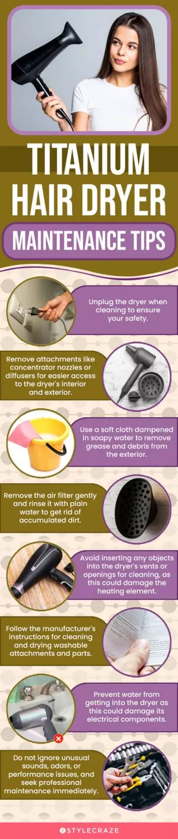 Titanium Hair Dryer Maintenance Tips (infographic)