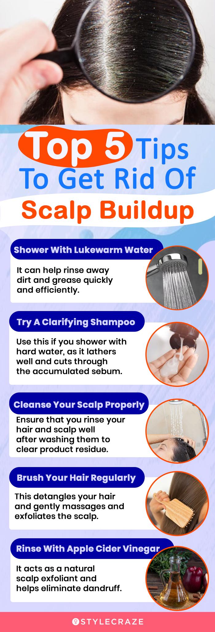 top 5 tips to get rid of scalp build up (infographic)