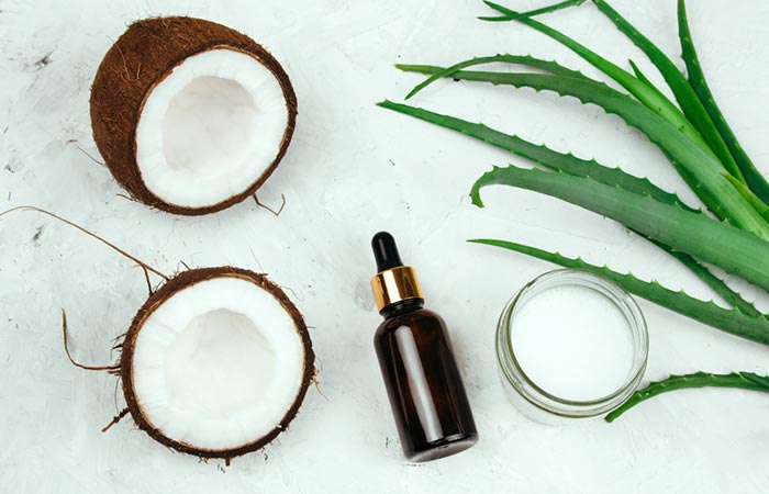 Aloe vera and coconut oil for hair mask