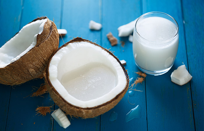 Coconut milk for repairing dry and damaged hair
