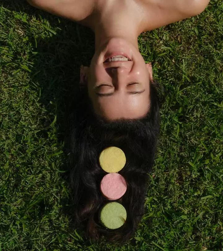 Woman Using DIY Shampoo Bar