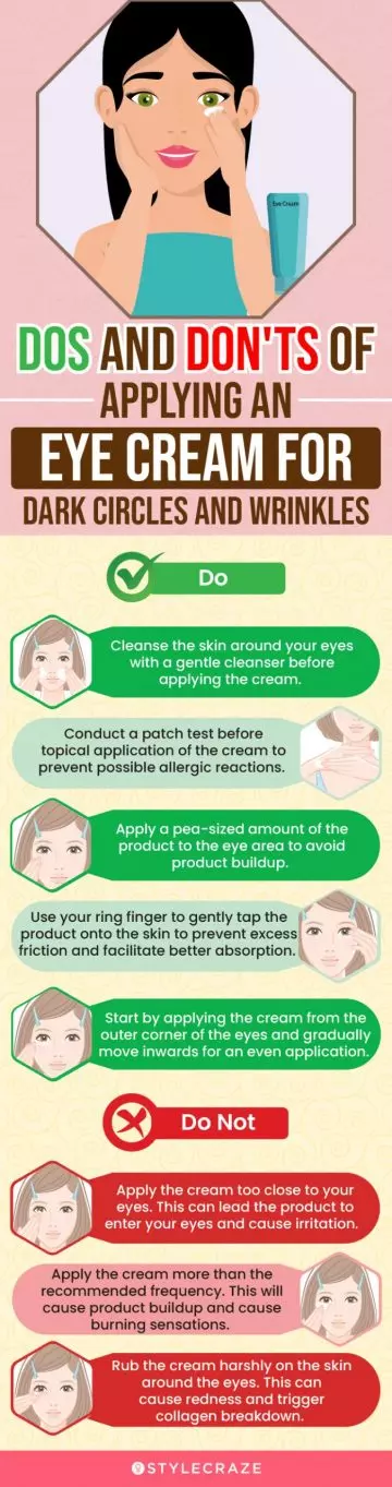 Dos And Don'ts Of Applying An Eye Cream For Dark Circles And Wrinkles (infographic)