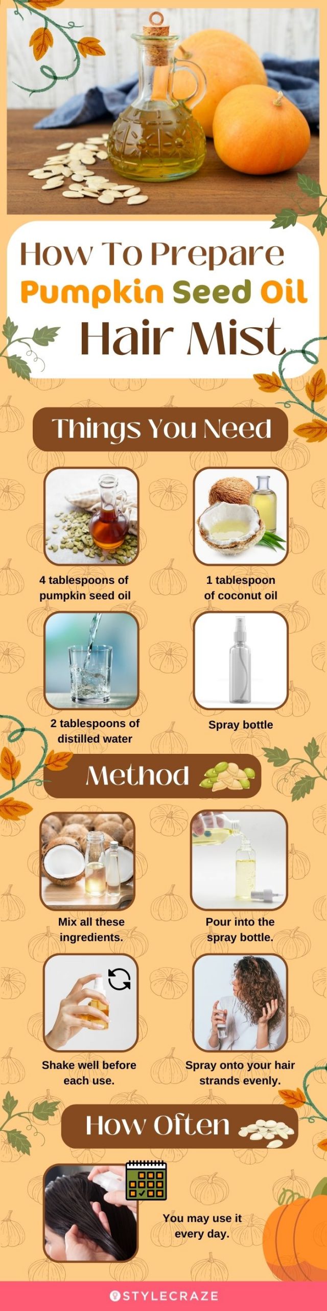 how to prepare pumpkin seed oil hair mist (infographic)