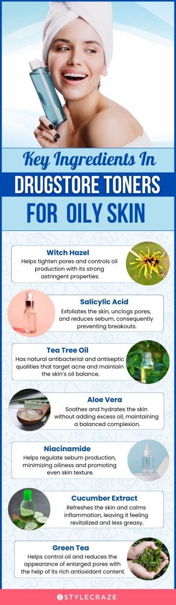Key Ingredients In Drugstore Toners For Oily Skin (infographic)