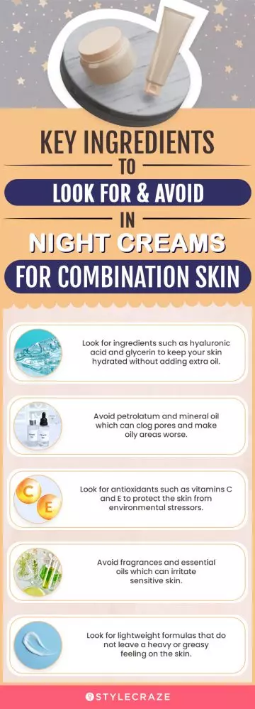 Ingredients To Look For And Avoid In Night Creams For Combination Skin (infographic)
