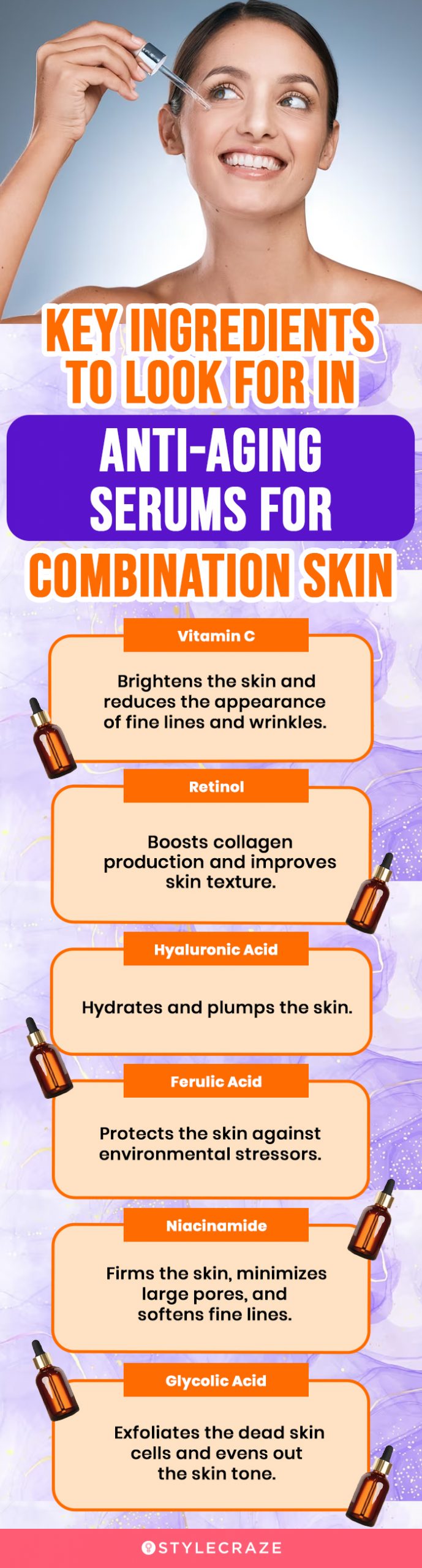 Key Ingredients In Anti-Aging Serums For Combination Skin (infographic)