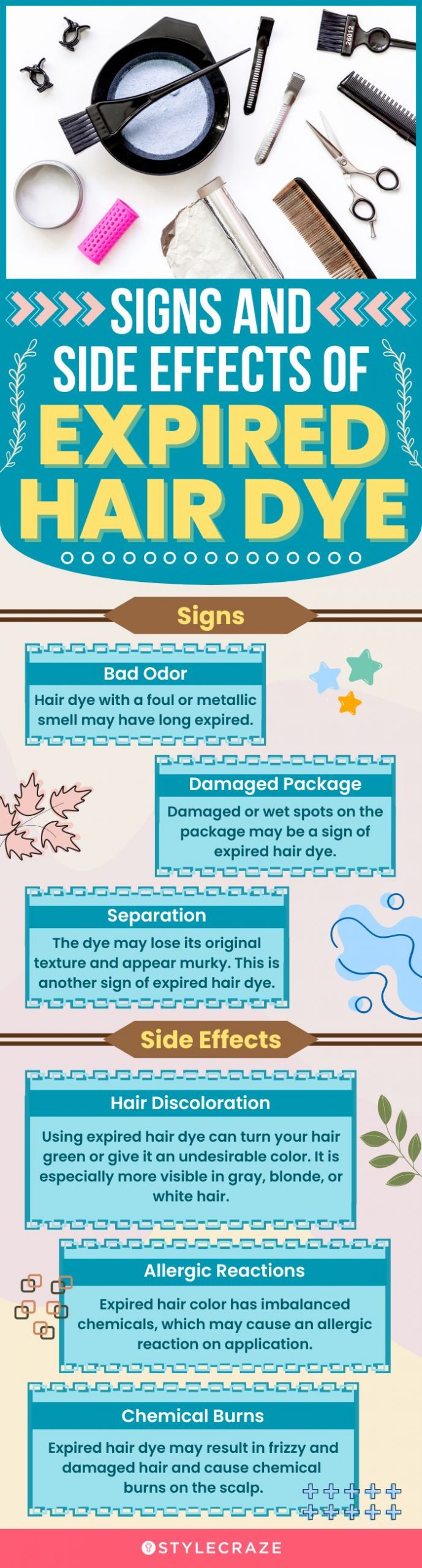 signs and results of using expired hair dye (infographic)