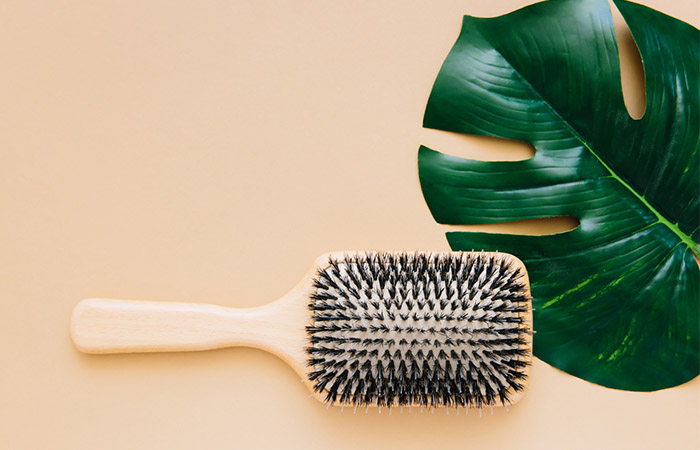 Air drying boar bristle brush after cleaning it
