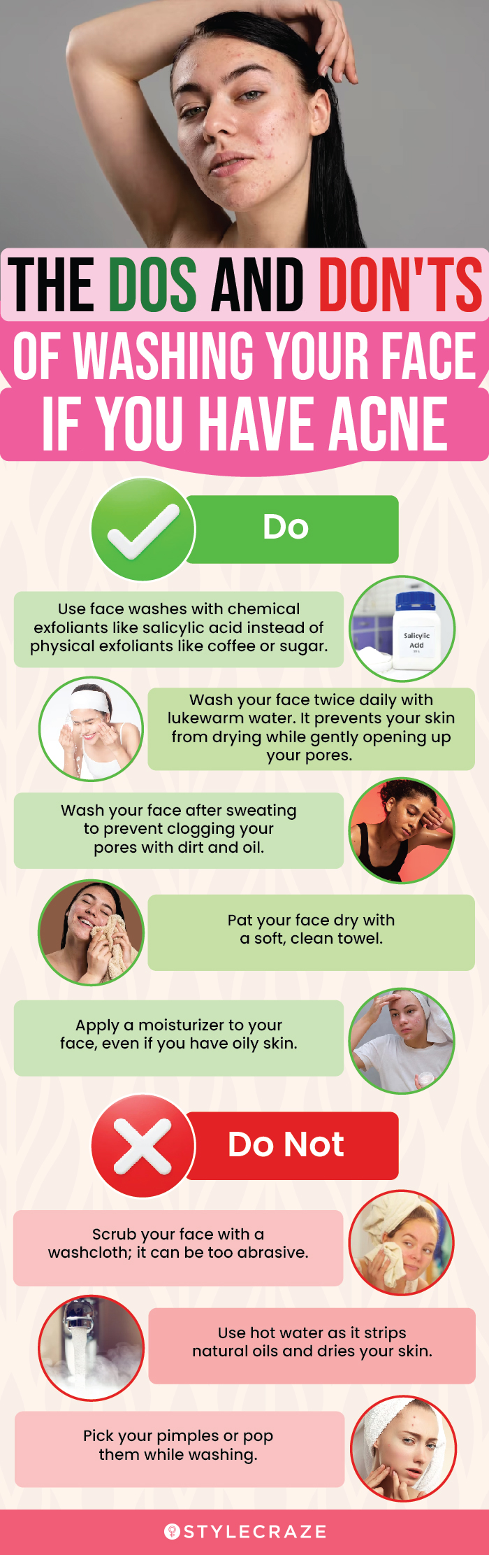 The Dos And Don'ts Of Washing Your Face If You Have Acne (infographic)
