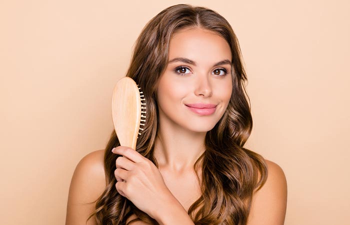 Using a wooden hair brush promotes healthy and thick hair