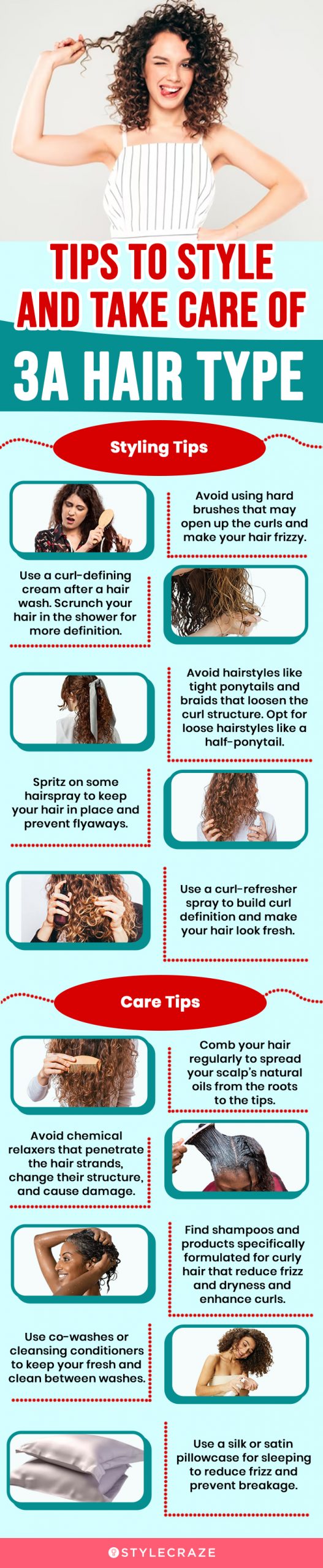 tips to style and take care of 3a hair type (infographic)