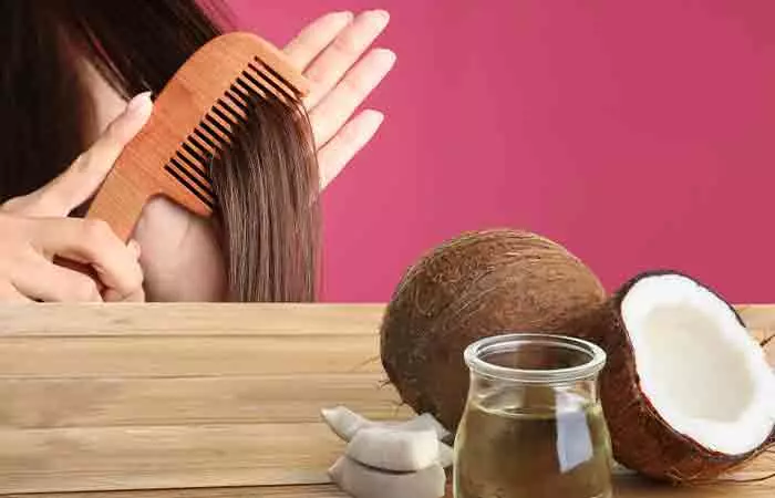 Apply coconut oil as a protective coating for hair