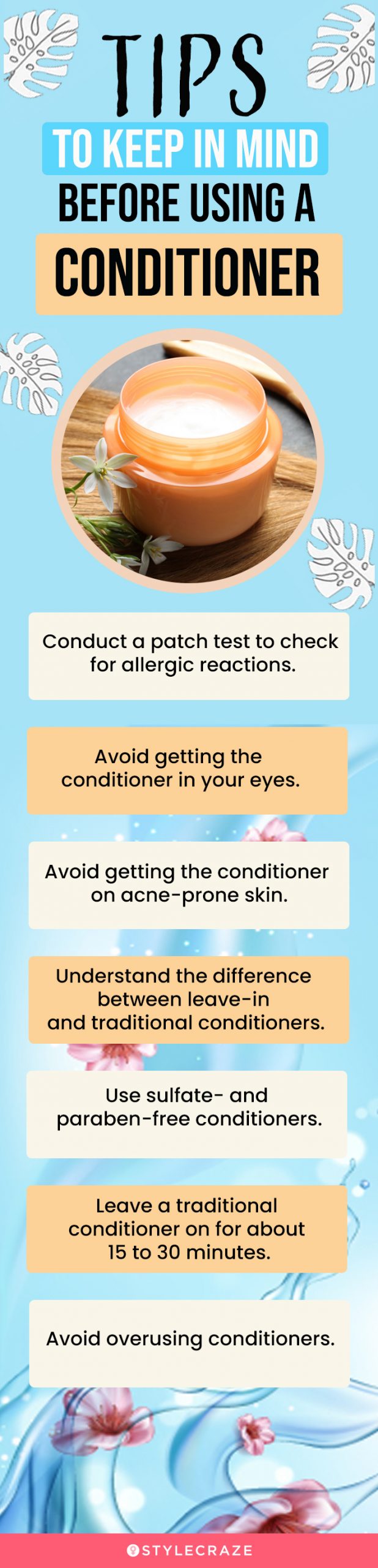 tips to keep in mind before using a conditioner (infographic)