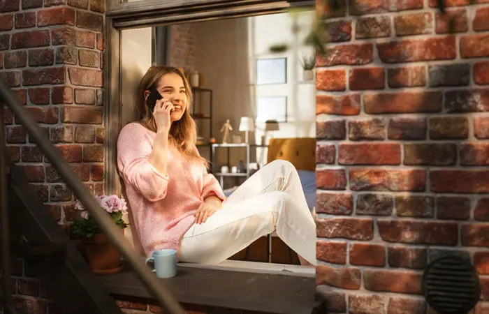 A woman talking on the phone