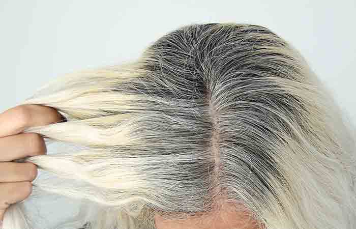 Gray hair bleached to white