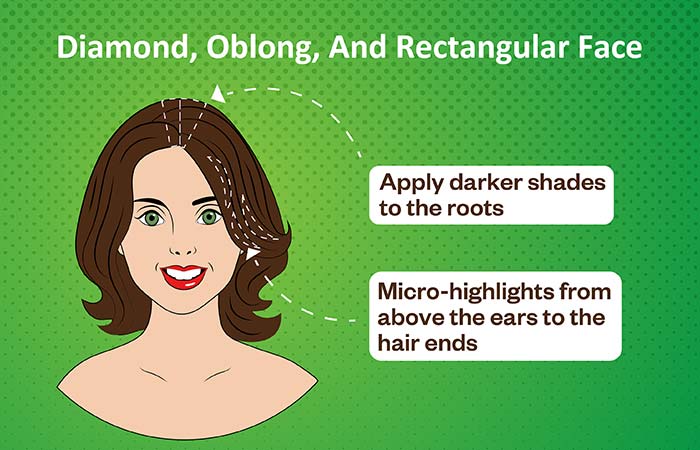 Hair color contouring for diamond oblong and rectangular face