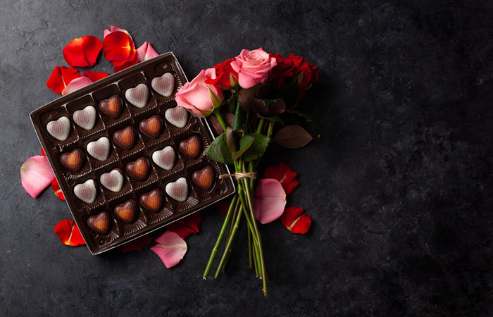 Chocolates and flowers for Valentine's Day