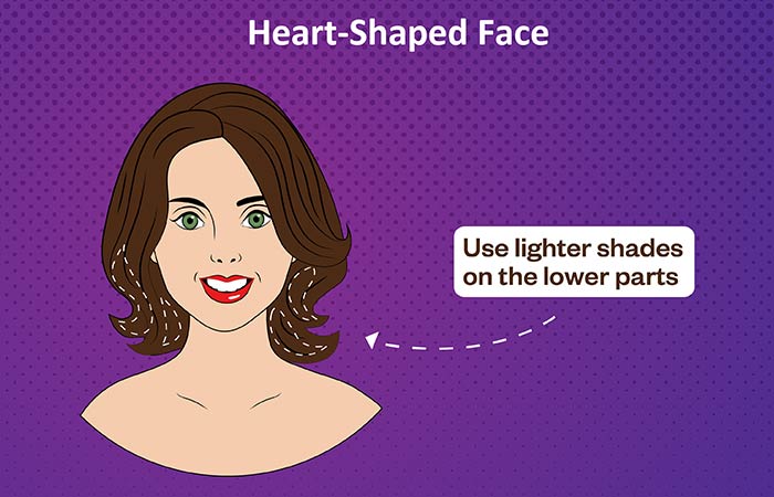 Hair color contouring for heart-shaped face