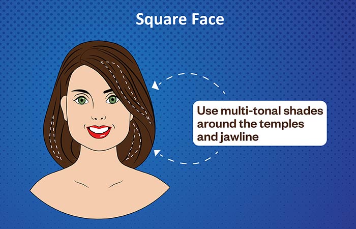 Hair color contouring for square face