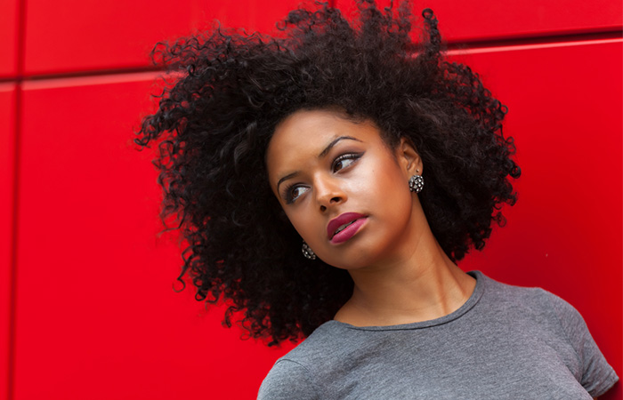 Woman with small curls