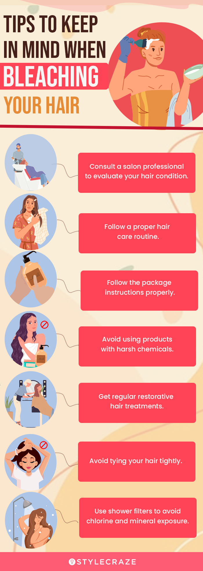 tips to keep in mind when bleaching your hair (infographic)