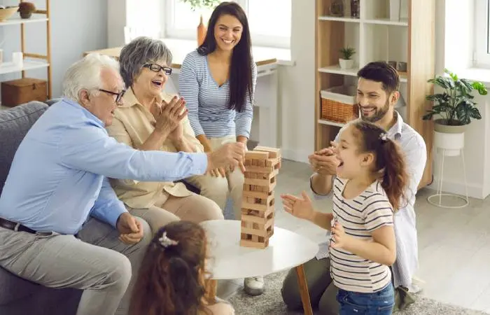 A big family enjoying a family reunion game