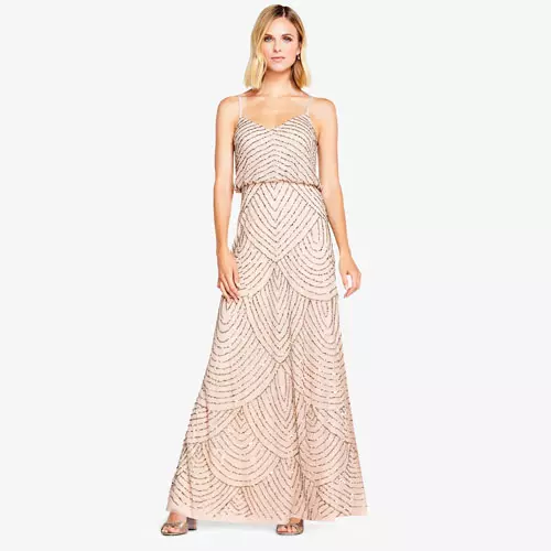 Adrianna Papell Women's Long Beaded Blouson Gown