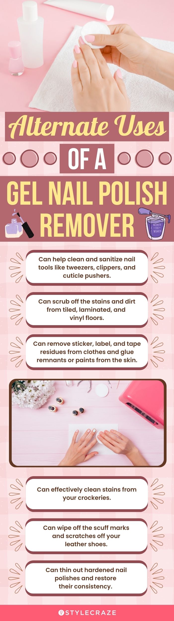 Alternate Uses Of A Gel Nail Polish Remover (infographic)