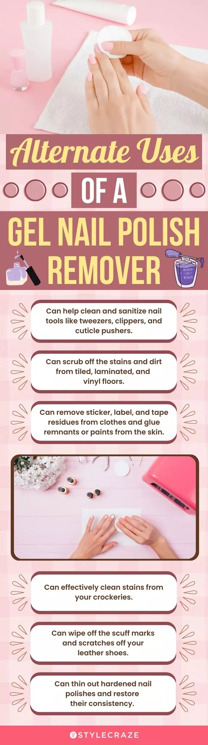 Alternate Uses Of A Gel Nail Polish Remover (infographic)