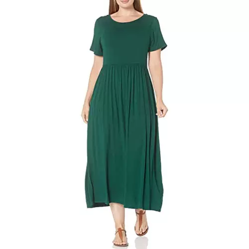 Amazon Essentials Women's Short-Sleeve Waisted Maxi Dress