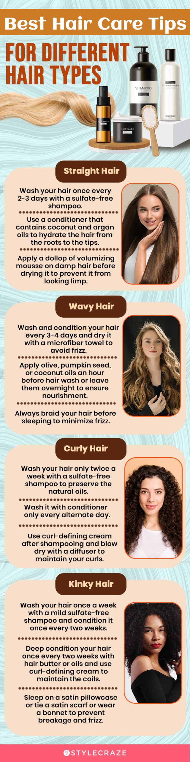 best hair care tips for different hair types (infographic)