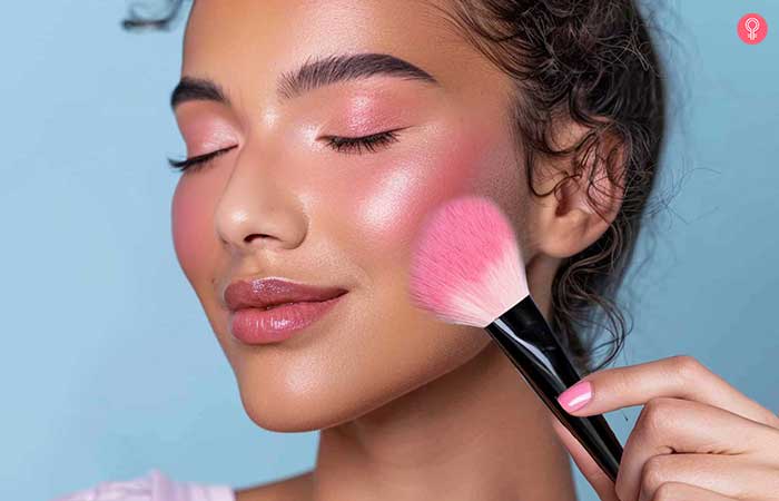 Pink blush makeup for olive skin tone