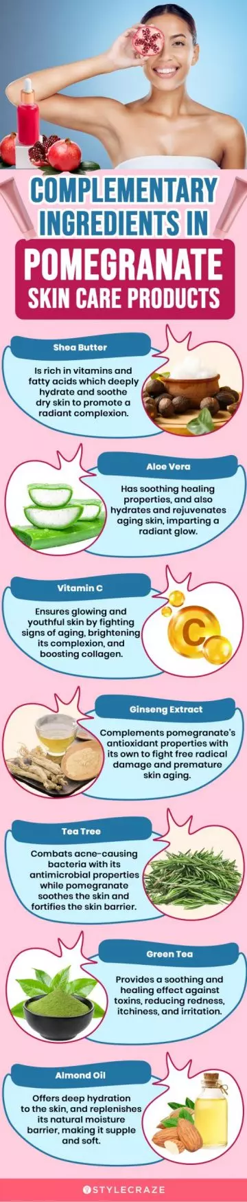 Complementary Ingredients In Pomegranate Skin Care Products (infographic)