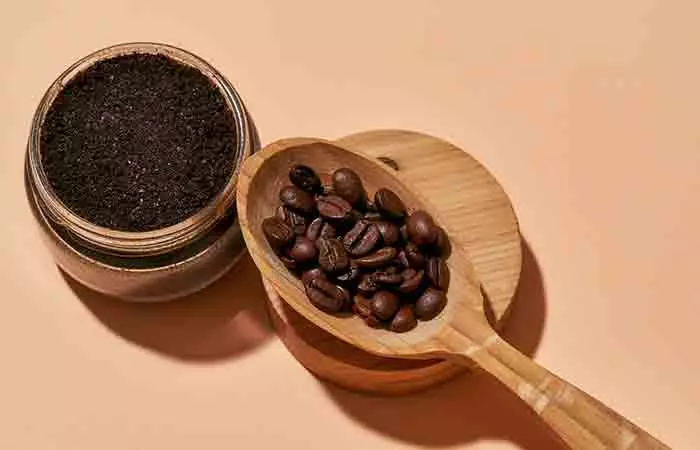 Homemade coffee face mask in a jar 