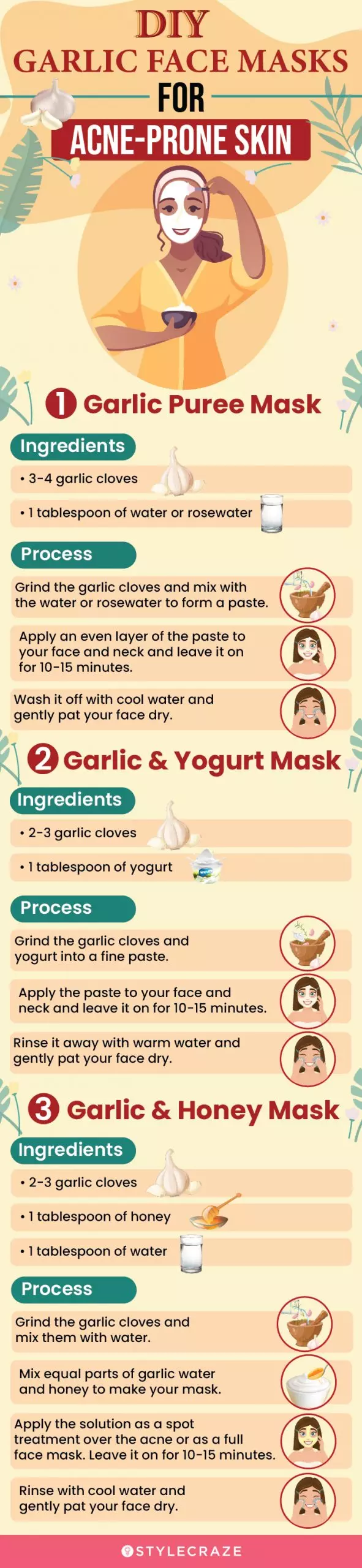 diy garlic face masks for acne-prone skin (infographic)